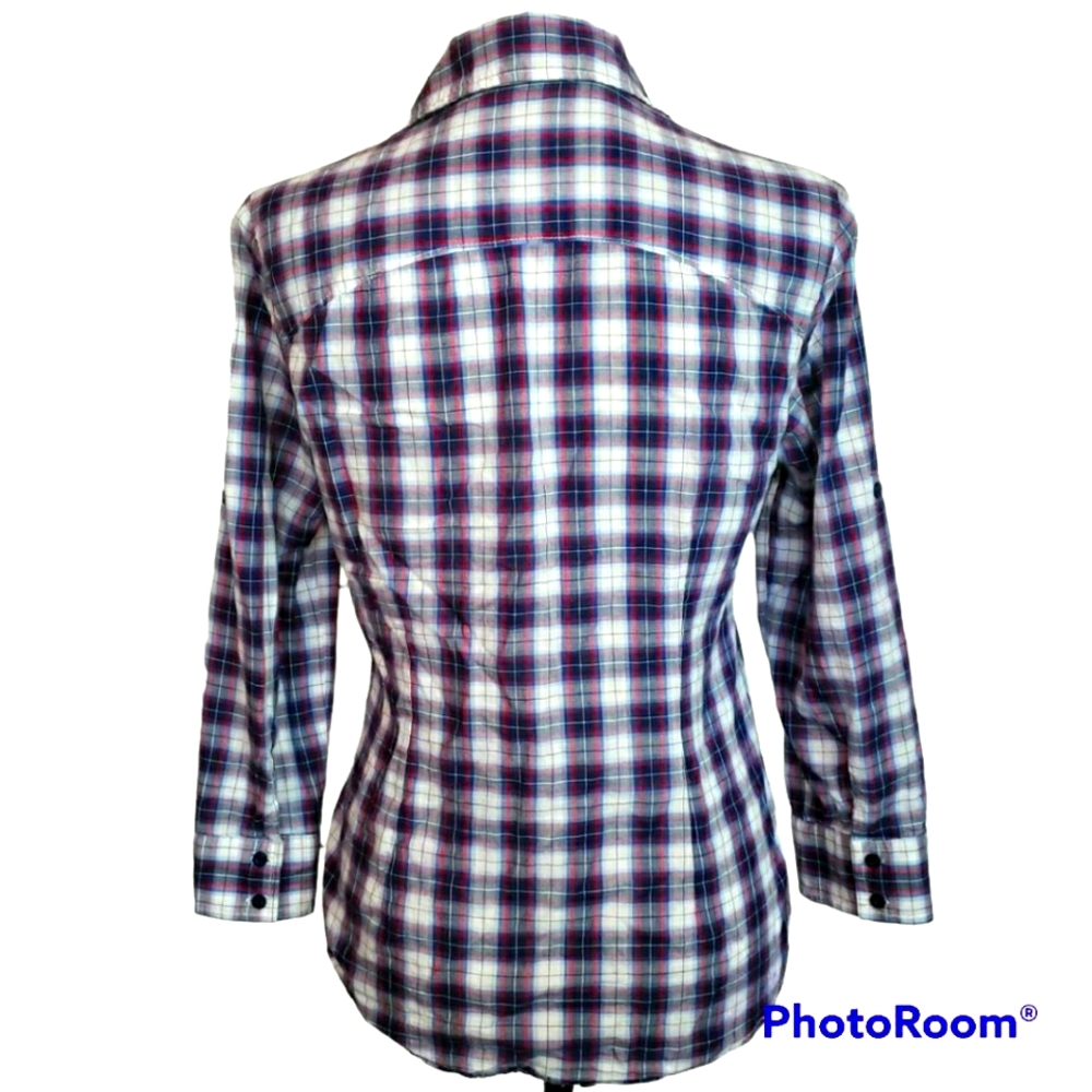 7Seven Women Button-down Plaid Top Small - Picture 3 of 12